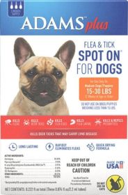 Adams Plus Flea and Tick Spot On for Medium Dogs 15-30 lbs