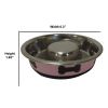 Slow Feeder Spill Proof Pet Bowl with Rubber Base and Bone Design, Pink and Black