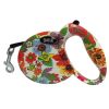 [9.8-feet Long]Retractable Pet Leash Dog Belt Dog Leash Strap Rope-Orange Flower