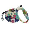 [9.8-feet Long]Retractable Pet Leash Dog Belt Dog Leash Strap Rope-Blue Flower