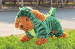 Comfy Cotton Dog's Winter Pet Clothing (Green Dinosaur Costume, Size L)
