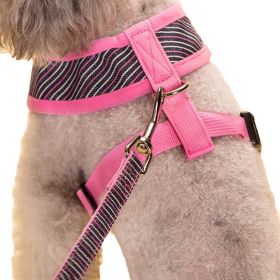 Vest Leashes - Dog Harness Leash--??L Size: Bust 46cm??Pink Bars