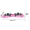 Plastic Pet Double Diner with Stainless Steel Bowls, Pink and Silver