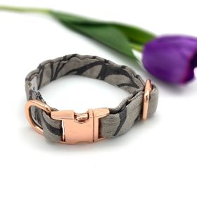 Silver satin dog collar with rose gold buckle