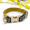 Houndstooth mustard with real leather accent collar & bow tie