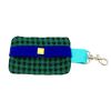 Green plaid dog waste bag holder with suede lining