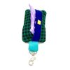 Green plaid dog waste bag holder with suede lining