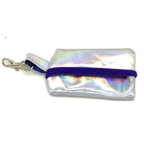 Hologram blaze dog waste bag holder with purple suede lining