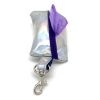 Hologram blaze dog waste bag holder with purple suede lining