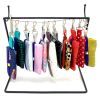 Red Polka dog waste bag holder with blue suede lining