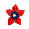 Frayed denim & red collar with bronze studs