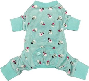 Fashion Pet Blue Snowmen Dog Pajamas (size: X-Small)