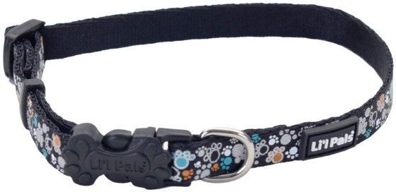 Li'L Pals Reflective Collar - Teal and Orange Paws (size: 8-12"L x 3/8"W)