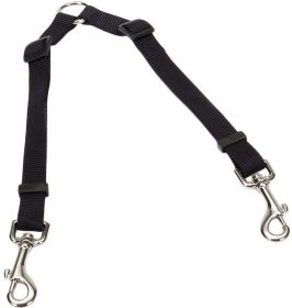 Coastal Pet Two Dog Adjustable Nylon Coupler Black (size: 36"L x 3/4"W)