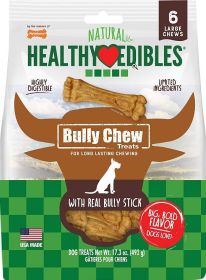 Nylabone Natural Healthy Edibles Bully Chew Dog Bone Treat - Large (size: 6 Count)