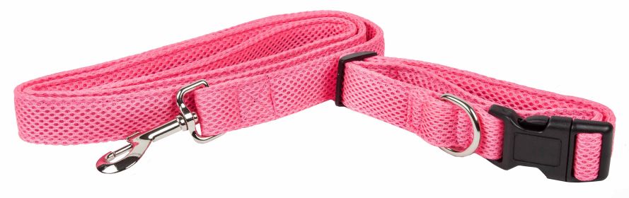 Pet Life  'Aero Mesh' 2-In-1 Dual Sided Comfortable And Breathable Adjustable Mesh Dog Leash-Collar (Option: Small, Pink)