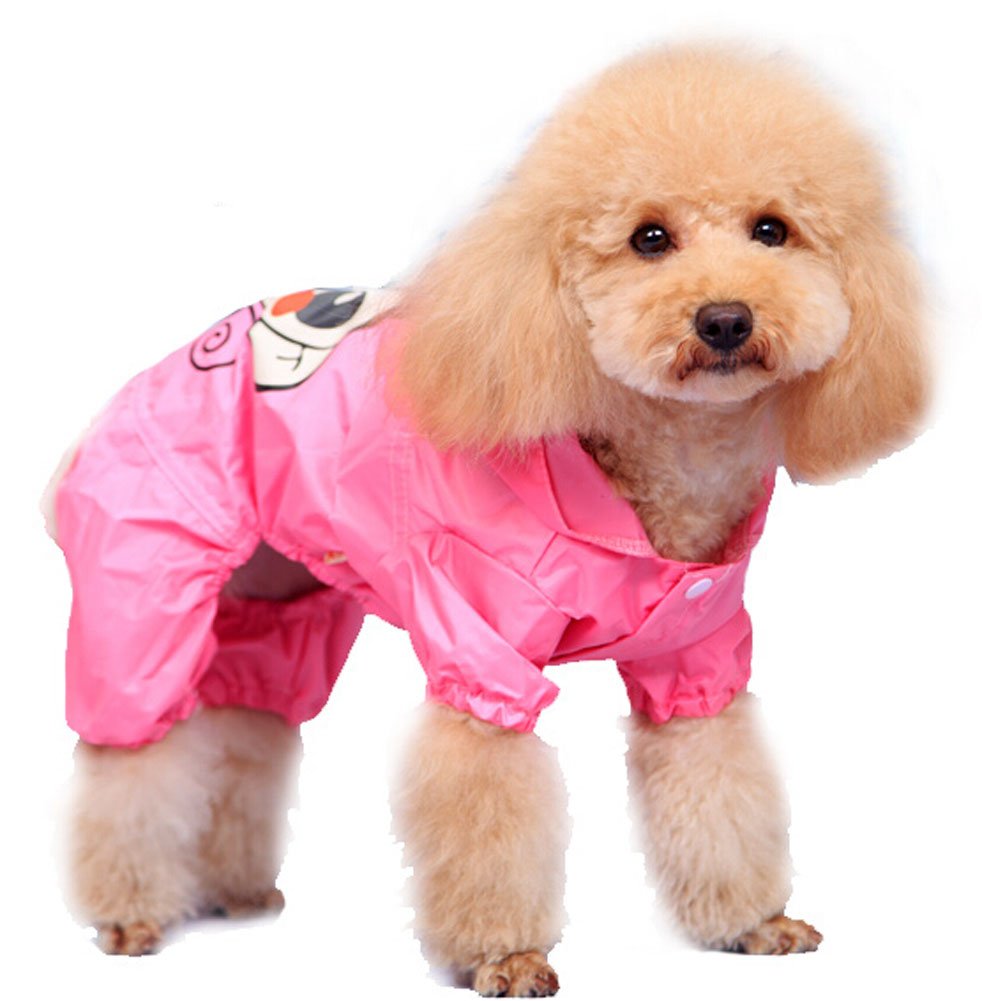 Cute Cartoon Raincoats for Dogs Puppy Pet Dog Raincoat Dog Dresses PINK, L